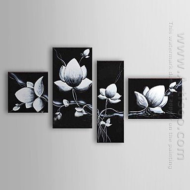 Peint à la main peinture à l'huile florale - Ensemble de 4