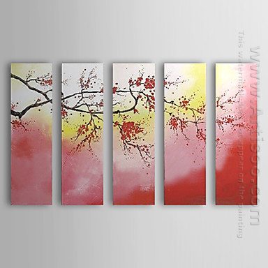 Hand Painted Oil Painting Floral - Set of 5