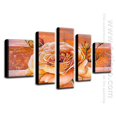 Hand Painted Oil Painting Floral - Set of 5