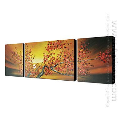 Hand-painted Oil Painting Foloral Oversized Wide - Set of 3