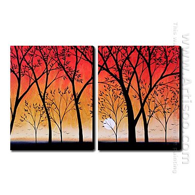 Pintura a óleo Paisagem Paisagem pintada à mão - conjunto de 2