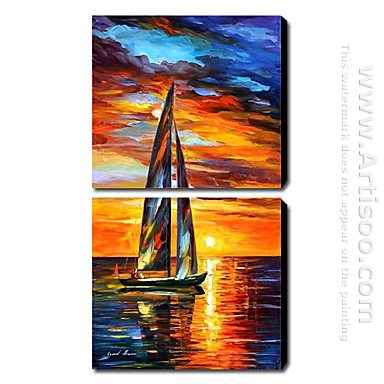 Hand Painted Oil Painting Landscape - Set of 2 1211-LS0073