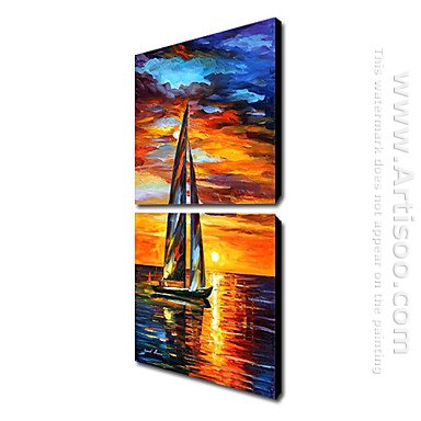 Hand Painted Oil Painting Landscape - Set of 2 1211-LS0073