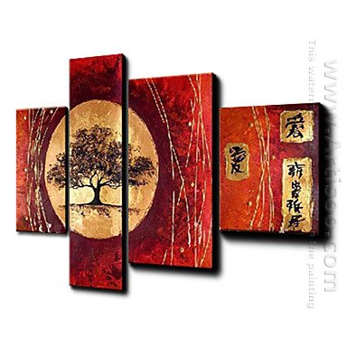 Hand Painted Oil Painting Landscape - Set of 4 1211-LS0228