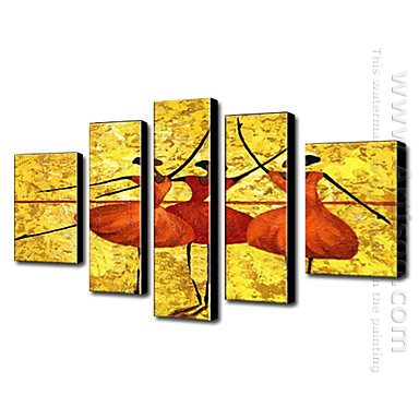 Hand-painted Oil Painting People Dancing Lady - Set of 5