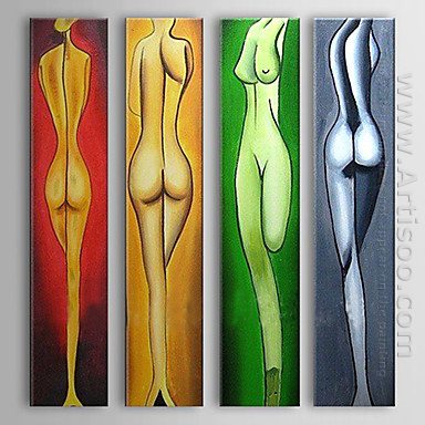 Hand-painted Oil Painting People Nude - Set of 4