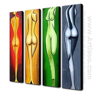 Hand-painted Oil Painting People Nude - Set of 4