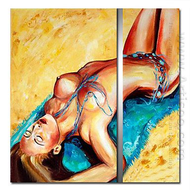 Tangan-Dicat Orang Oil Painting - Set 2