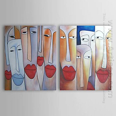 Tangan-Dicat Orang Oil Painting - Set 2