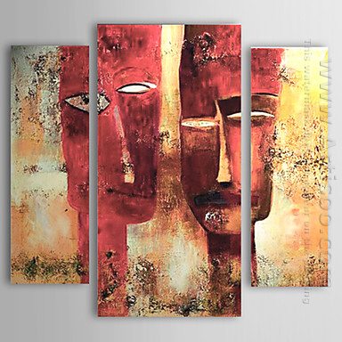 Peints à la main peinture à l'huile Personnes - Ensemble de 3