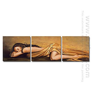 Tangan-Dicat Orang Oil Painting - Set 3