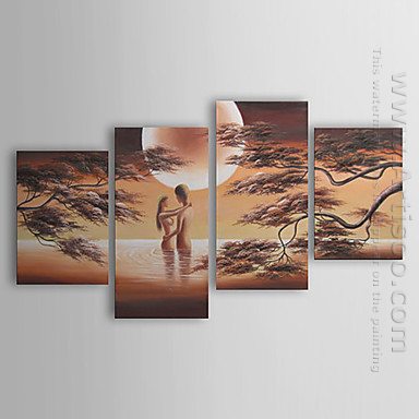 Tangan-Dicat Orang Oil Painting - Set 4