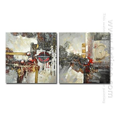 Hand-painted Abstract Oil Painting - Set of 2 
