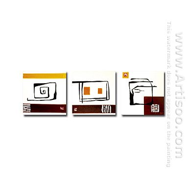 Handgeschilderde Abstracte olieverfschilderij - Set van 3